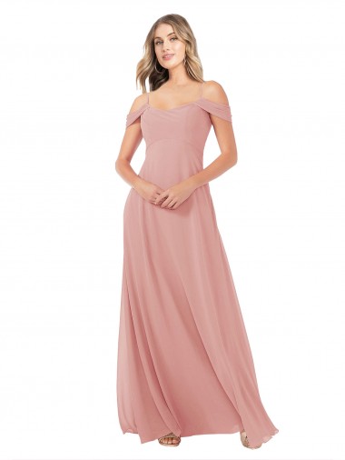 Long Sleeveless Soft Chiffon Bliss Pink A-Line Bridal Party Dress Colchester