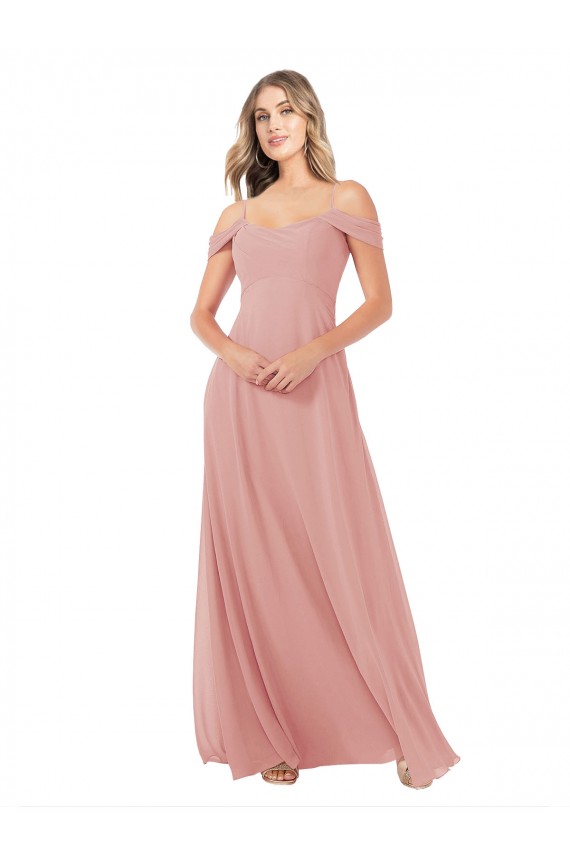 Long Sleeveless Soft Chiffon Bliss Pink A-Line Bridal Party Dress Colchester