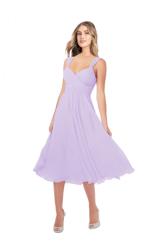 Midi Length Sleeveless Soft Chiffon Lilac A-Line High Low Bridesmaid Dress Colchester