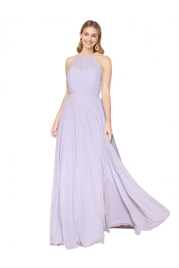 Long Sleeveless Soft Chiffon Lilac A-Line Formal Evening Gown / Prom Dress / Bridesmaid Dress Colchester