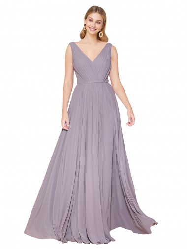 Long Sleeveless Soft Chiffon Dusty Rose A-Line Formal Evening Gown / Prom Dress / Bridesmaid Dress Colchester