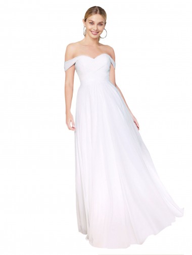 Long Sleeveless Soft Chiffon White A-Line Formal Evening Gown / Prom Dress / Bridesmaid Dress Colchester