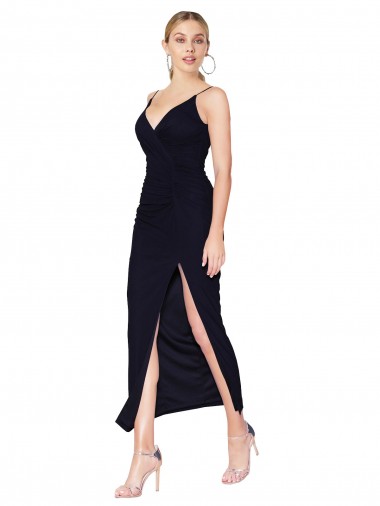 Knee Length Sleeveless Soft Chiffon Dark Navy Mermaid Formal Evening Gown / Prom Dress / Bridesmaid Dress Colchester