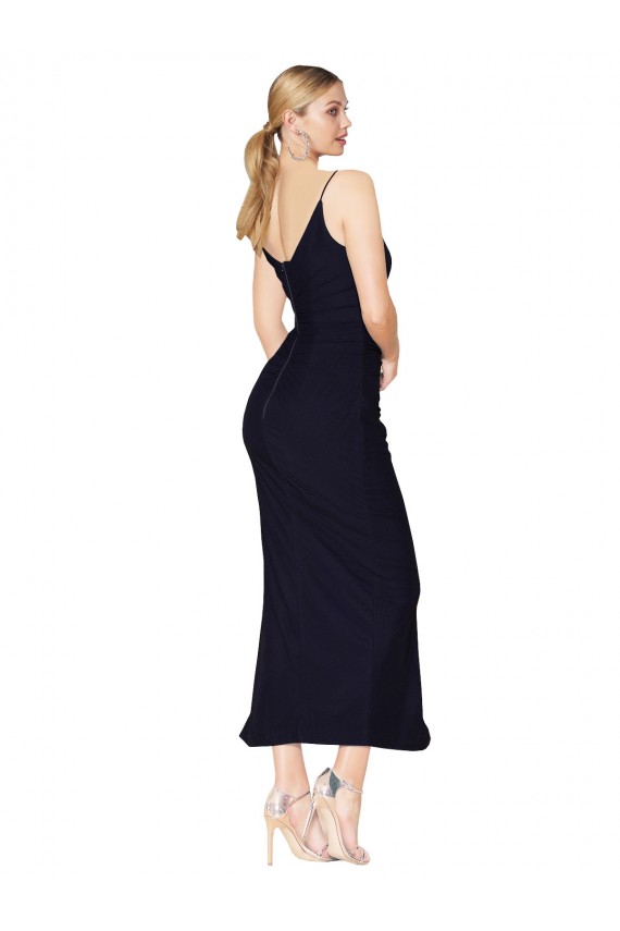 Knee Length Sleeveless Soft Chiffon Dark Navy Mermaid Formal Evening Gown / Prom Dress / Bridesmaid Dress Colchester