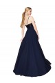 Long Sleeveless Soft Chiffon & Sequin Dark Navy A-Line Semi Formal Evening Dress / Prom Dress / Bridesmaid Dress Colchester