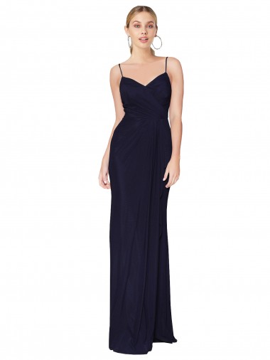 Long Sleeveless Soft Chiffon Dark Navy Mermaid Bridesmaid Dress / Formal Dress Colchester
