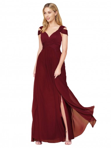 Long Sleeveless Soft Chiffon Burgundy A-Line Formal Evening Gown / Prom Dress / Bridesmaid Dress Colchester