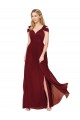 Long Sleeveless Soft Chiffon Burgundy A-Line Formal Evening Gown / Prom Dress / Bridesmaid Dress Colchester
