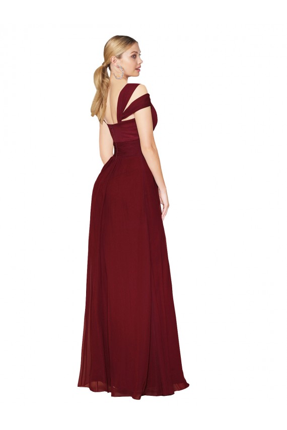 Long Sleeveless Soft Chiffon Burgundy A-Line Formal Evening Gown / Prom Dress / Bridesmaid Dress Colchester