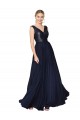 Long Sleeveless Soft Chiffon & Sequin Dark Navy A-Line Semi Formal Evening Gown / Prom Dress / Bridesmaid Dress Colchester