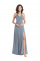 Long Sleeveless Soft Chiffon Dusty Blue Halter Neck A-Line Bridesmaid Dress Colchester