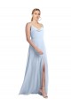 Long Sleeveless Chiffon Light Sky Blue Spaghetti Straps A-Line Bridesmaid Dress / Evening Gowns Colchester