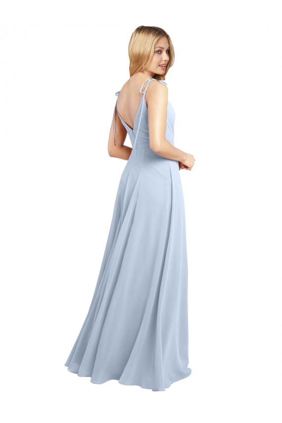 Long Sleeveless Chiffon Light Sky Blue Spaghetti Straps A-Line Bridesmaid Dress / Evening Gowns Colchester