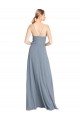 Long Sleeveless Soft Chiffon Dusty Blue A-Line Bridesmaid Gowns Colchester