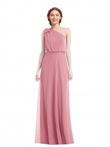 Long Sleeveless Soft Chiffon Skin Pink A-Line Semi Formal Evening Dress / Bridesmaid Dress Colchester