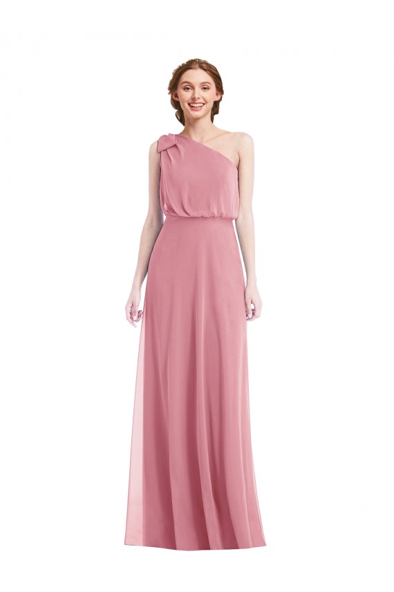Long Sleeveless Soft Chiffon Skin Pink A-Line Semi Formal Evening Dress / Bridesmaid Dress Colchester