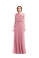 Long Sleeveless Soft Chiffon Skin Pink A-Line Semi Formal Evening Dress / Bridesmaid Dress Colchester