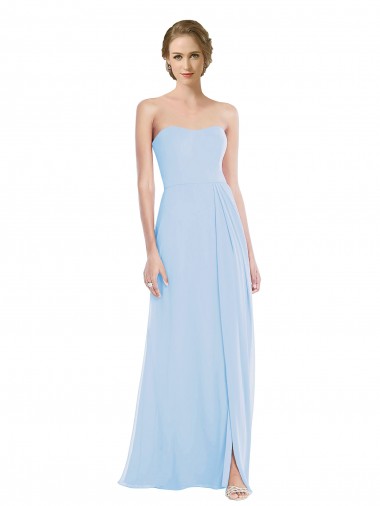 Long Sleeveless Soft Chiffon Light Sky Blue Sweetheart A-Line Evening Dresses Colchester