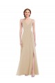 Long Sleeveless Soft Chiffon Champagne A-Line Semi Formal Evening Dress / Bridesmaid Dress Colchester