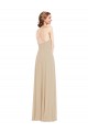 Long Sleeveless Soft Chiffon Champagne A-Line Semi Formal Evening Dress / Bridesmaid Dress Colchester