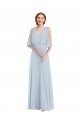 Long Half Sleeves Soft Chiffon Sea Glass A-Line Evening Gown / Bridesmaid Dress Colchester