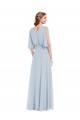 Long Half Sleeves Soft Chiffon Sea Glass A-Line Evening Gown / Bridesmaid Dress Colchester