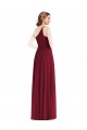 Long Sleeveless Soft Chiffon Burgundy A-Line Semi Formal Evening Dress / Bridesmaid Dress Colchester