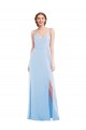 Long Sleeveless Soft Chiffon Light Sky Blue A-Line Formal Evening Gown / Bridesmaid Dress Colchester