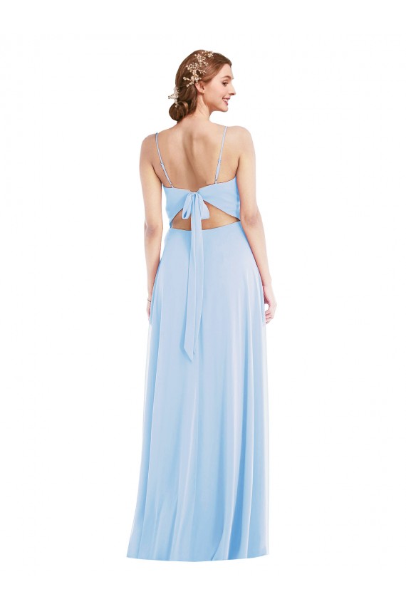 Long Sleeveless Soft Chiffon Light Sky Blue A-Line Formal Evening Gown / Bridesmaid Dress Colchester