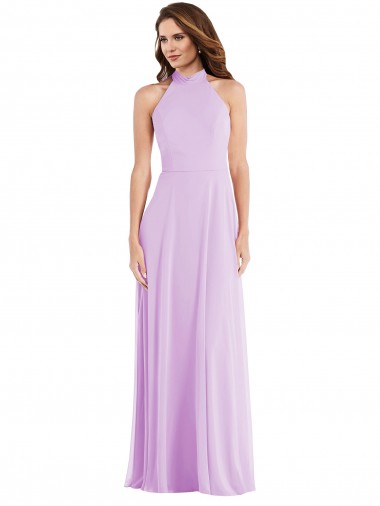Long Sleeveless Soft Chiffon Lilac A-Line Semi Formal Evening Dress / Bridesmaid Dress Colchester