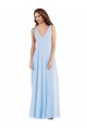 Long Sleeveless Soft Chiffon Light Sky Blue V-Neck A-Line Semi Formal Evening Dress / Bridesmaid Dress Colchester