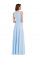 Long Sleeveless Soft Chiffon Light Sky Blue V-Neck A-Line Semi Formal Evening Dress / Bridesmaid Dress Colchester
