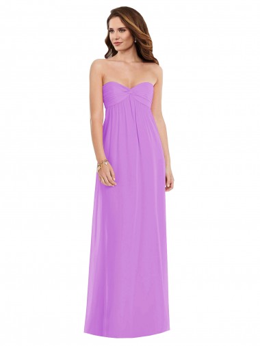 Long Sleeveless Soft Chiffon Violet A-Line Semi Formal Evening Dress / Bridesmaid Dress Colchester