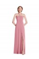 Long Sleeveless Soft Chiffon Skin Pink Halter Neck A-Line Semi Formal Evening Dress / Bridesmaid Dress Colchester