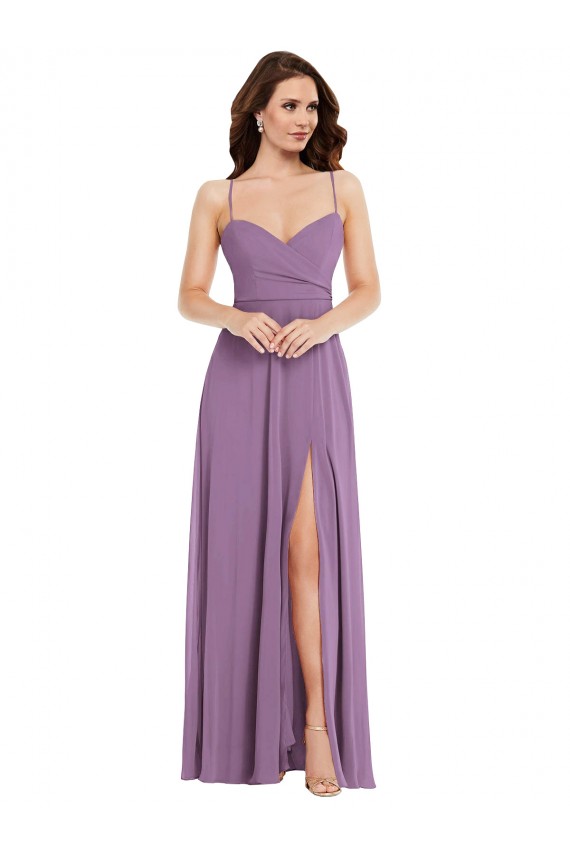 Long Sleeveless Soft Chiffon Dark Lavender A-Line Bridesmaid Dress / Formal Dress Colchester