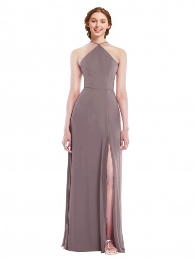 Long Sleeveless Soft Chiffon Dusty Rose A-Line Formal Evening Gown / Bridesmaid Dress Colchester
