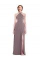 Long Sleeveless Soft Chiffon Dusty Rose A-Line Formal Evening Gown / Bridesmaid Dress Colchester