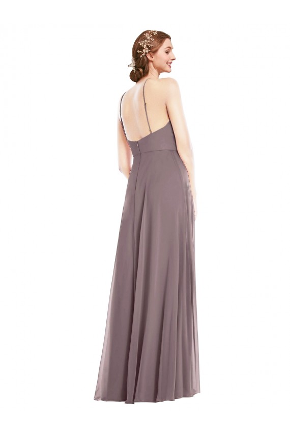 Long Sleeveless Soft Chiffon Dusty Rose A-Line Formal Evening Gown / Bridesmaid Dress Colchester