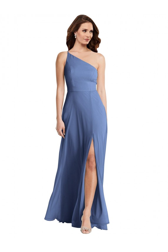 Long Sleeveless Soft Chiffon Windsor Blue A-Line Formal Evening Gown / Bridesmaid Dress Colchester