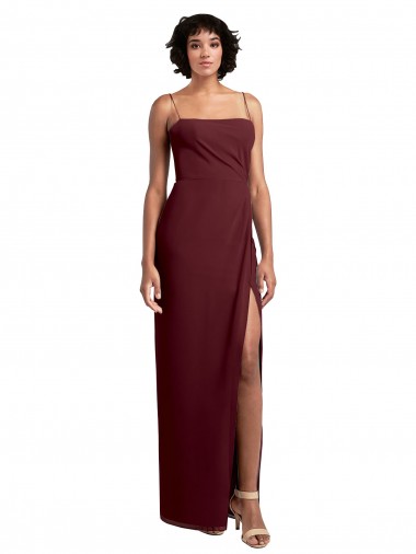 Long Sleeveless Soft Chiffon Burgundy Gold A-Line Evening Dress / Bridesmaid Dress Colchester