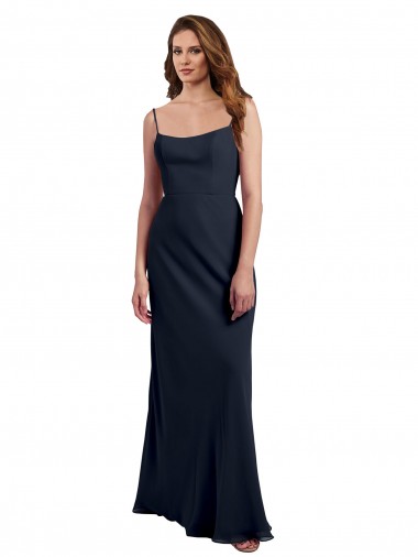 Long Sleeveless Soft Chiffon Dark Navy A-Line Evening Dress / Bridesmaid Dress Colchester