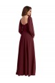 Long Long Sleeves Chiffon Burgundy Gold A-Line Bridesmaid Dress / Evening Dress Colchester