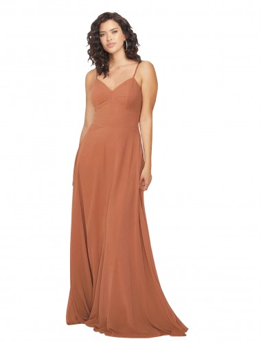 Long Sleeveless Soft Chiffon Rosewood V-Neck A-Line Bridesmaid Dress Colchester