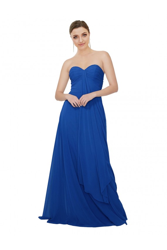 Long Sleeveless Chiffon Royal Blue Sweetheart A-Line Bridesmaid Dress / Evening Dress Colchester