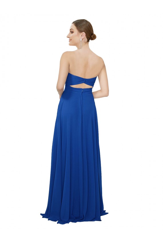 Long Sleeveless Chiffon Royal Blue Sweetheart A-Line Bridesmaid Dress / Evening Dress Colchester