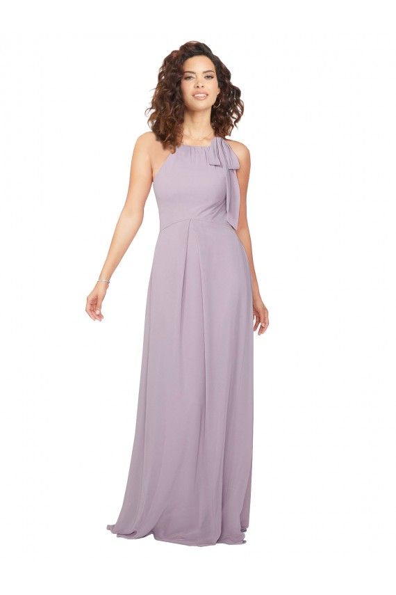 Long Sleeveless Chiffon Pink Glow A-Line Bridesmaid Dress / Evening Dress Colchester