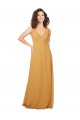 Long Sleeveless Soft Chiffon Saffron V-Neck A-Line Bridesmaid Dress Colchester