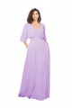 Long Half Sleeves Lxue Chiffon Lilac A-Line Bridesmaid Dress Colchester