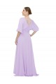 Long Half Sleeves Lxue Chiffon Lilac A-Line Bridesmaid Dress Colchester