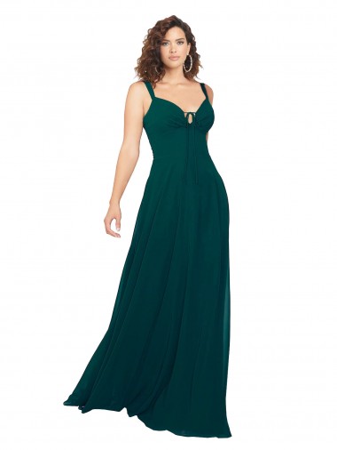 Long Sleeveless Soft Chiffon Hunter V-Neck A-Line Bridesmaid Dress Colchester